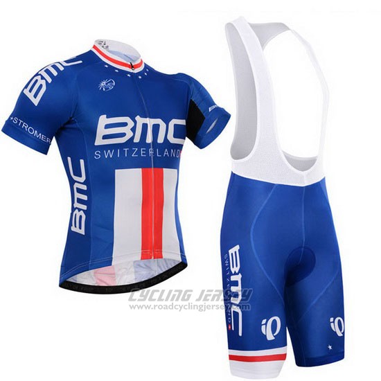 2015 Cycling Jersey BMC Champion The United States Blue Short Sleeve and Bib Short